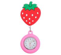 LALADEFIEE Silicone Nurse Pocket Watch with Luminous Cartoon Strawberry Design Stretchable Medical Pocket Watch for Nurses and Doctors Glass Face Safe and Smooth Finish