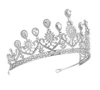 LALADEFIEE Silver Alloy Princess Crown for Weddings and Christmas, Photographic Prop with Rhinestones, Delicate Bridal Tiara Not Falling off Easily, for Wife or Mother
