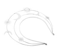 LALADEFIEE Silver Goddess Headband for Women Moon and Stars, Three-Layer Handmade Halo Crown, Party and Birthday Prom Tiara Hair Accessory