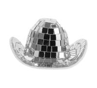 LALADEFIEE Silver Miniature Disco Cowboy Hat DIY Craft Accessory for Dolls Reusable Mini Doll Hat for Western Theme Parties Cosplay Birthday Decorations Lightweight