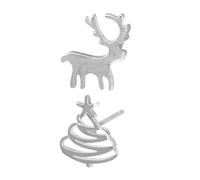 LALADEFIEE Silver Xmas Earrings for Women Festive Reindeer Studs with Christmas Elements Safe Silver Ear Decors Holiday Party Accessory Gift for Family and Friends