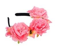 LALADEFIEE Simulated Peony Flower Headband for Women Chunky Floral Headpiece Costume for Hawaiian Party Festival Floral Headwear Hair Accessories