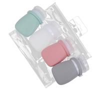 LALADEFIEE Small Silicone Travel Bottles for Toiletries Leakproof Refillable Lotion Shampoo Containers Flexible Squeeze Design with Colors and EVA Pouch for Portable Packing