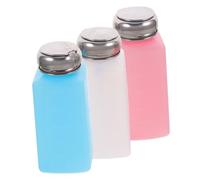 LALADEFIEE Stainless Steel Alcohol Dispenser 3pcs Refillable Press Bottle 250ml Liquid Pump for Nail Polish Remover and Cleanser Random Color