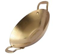 LALADEFIEE Stainless Steel Cooking Pot with Two Handles 8In Gold Flat Bottom Wok Pan for Home Use and Korean BBQ