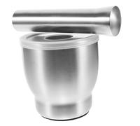 LALADEFIEE Stainless Steel Garlic Mortar and Pestle with PP Lid Household Spice for Crushing Garlic and Spices Easy to Clean and Use Compact Small for Kitchen Use