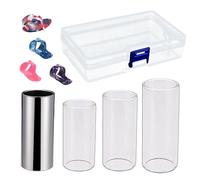 LALADEFIEE Stainless Steel Guitar Picks Slide Set Acoustic Guitar Picks Gel Grips Storage Case Included