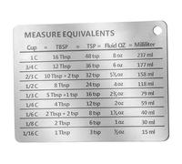 LALADEFIEE Stainless Steel Magnetic Measurement Conversion Chart for Kitchen Compact Baking Accessory Cup Tablespoon and Teaspoon Equivalents Refrigerator Tool for Easy Access