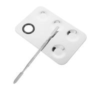 LALADEFIEE Stainless Steel Makeup Blending Plate Set with 2 Makeup Spatulas Large Square 5-compartment Foundation Mixing Tray for Cosmetic Blending