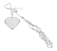 LALADEFIEE Stainless Steel Mesh Lipstick Case Keychain Lipstick Holder for Women Purse Ornament Compact Mirror Keychain Creative Bag Charm