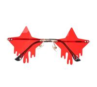 LALADEFIEE Star Shape Rimless Sunglasses for Women Fun Cool Glasses with Red Lens Gold Frame Stylish Photo Props for Parties and Outdoor Protection