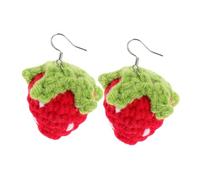 LALADEFIEE Strawberry Earrings Knitted Dangle Drop Adorable Japanese Style Kawaii Christmas Party Accessories for Women Girls