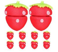 LALADEFIEE Strawberry Sponge Hair Rollers and Convenient Removal for Women 10pcs Soft Curlers with Lasting Volume Natural Looking Adorable Design, for Overnight Styling at Parties