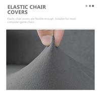 LALADEFIEE Stretchable Dark Grey Gaming Chair Cover with Armrest Protector, Washable Computer Chair Slipcover Full Wrap in Silver Fox Velvet for Office and Internet Cafe Use
