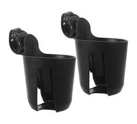 LALADEFIEE Stroller Cup Holder Black 2pcs Pram Drink Holder Attachment Pp Spillproof, Fits Different Bottle Sizes for Scooter Shopping Trips and Park Strolls