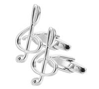 LALADEFIEE Stylish Music Note Cufflinks Resistant to Fading in Silver Brass for Men French Shirt Compatible Unique Design Suit Accessories for Casual Settings and Holidays