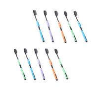 LALADEFIEE Super Soft Bamboo Charcoal Toothbrushes with Pp and Pbt Material 10pcs Environmental and No Heavy Metal Manual Toothbrushes for Color for Household Use