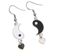 LALADEFIEE Tai Chi Fish Dangle Earrings for Women Alloy Fashion Jewelry Lightweight Black White Ear Dangles Comfortable Skin-friendly Accessory for Casual and Formal Wear