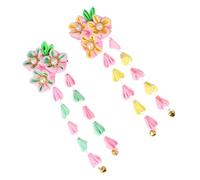 LALADEFIEE Tassel Hair Clips Hair Accessories Cloth Material Chinese Style 2pcs with Good Grip, for Daily Life and Party Use