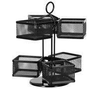 LALADEFIEE Tea Bag Holder, Tea Bag Storage Organizer, 6 Compartments, 360 Degree Rotating, Detachable Iron, Black, Kitchen and Travel Use