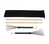 LALADEFIEE Telescopic Wire Drum Brushes and 5A Bamboo Drumsticks Set with Storage Bag - Lightweight Jazz Drumsticks for Acoustic and Electronic Drum Kits, Beginner Percussion Accessories