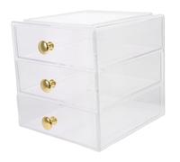 LALADEFIEE Three-layer Drawer Design Desktop Organizer Drawers Acrylic Stackable Multi-functional Storage Box for Skincare Products and Jewelry Tabletop Use