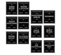 LALADEFIEE Toiletries Sticker 12 Sheets Waterproof PVC Adhesive Labels for Bathroom Soap Dispensers and Skincare Organization