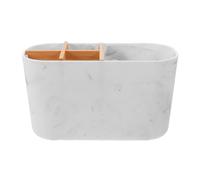 LALADEFIEE Toothbrush and Toothpaste Holder with 5 Slots, Sturdy Plastic Bathroom Organizer, Elegant Marble Pattern Design for Restroom Countertop Storage and Easy Maintenance