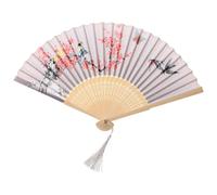 LALADEFIEE Traditional Floral Silk Folding Hand Fan with Bamboo Frame, Lightweight and Multifunctional Accessory for Women, for Hanfu, Weddings, Parties, and Occasions