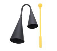 LALADEFIEE Two-tone Latin Agogo Bell Percussion Instrument Wooden Stick, Black Double Trumpet Samba Bell 18x5x3cm for Children’s Music Education
