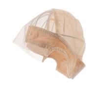 LALADEFIEE U-Shaped Beige Wig Cap 4X5 Inch with Wide Double-Sided Velvet Lace, Elastic Non-Slip Hairnet for Wigs, Mesh Dome Cap for Women’S Hairpiece Making and Styling