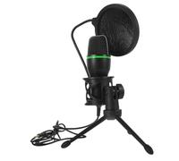 LALADEFIEE USB Gaming Condenser Microphone with Metal and Plastic Construction, Omnidirectional Recording Quality, Black Desktop Microphone with Bracket for Classes and Lectures