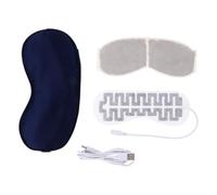 LALADEFIEE USB Heated Eye Mask with Lavender Insert Aid for Men Women Elastic Strap for Comfortable Fit Light Blocking Eye Cover for Home Office Travel Dark Blue