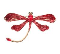 LALADEFIEE Valentine's Day Dragonfly Brooch: Sparkling Rhinestones Dragonfly Pin - Red Insect Lapel Pin for Women - Creative Insect Lapel Brooch for Dress Blazer