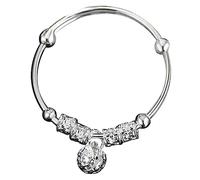 LALADEFIEE Vintage Bell Bracelet for Boy Girl and Unisex Silver Plated Hand Forged Bangle with Classic Scratch Resistant Keepsake Newborns