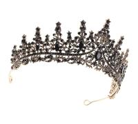 LALADEFIEE Vintage Black Wedding Crown Rhinestone Tiara for Women, Leaf-shaped Design with Pin on Both Ends, Zinc Alloy Headband Suitable for Proms and Halloween