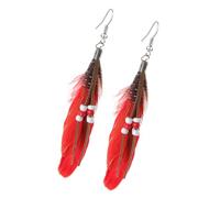 LALADEFIEE Vintage Bohemian Drop Earrings for Women with Rice Beads Plume Design Ethnic Style Dangle Earrings for Formal and Ordinary Occasions