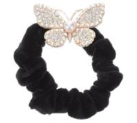 LALADEFIEE Vintage Butterfly Hair Tie Sparkling Rhinestones White Elastic Hair Scrunchy for Women and Teen