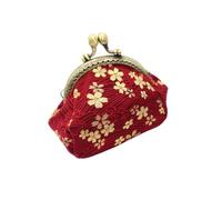 LALADEFIEE Vintage Cherry Blossom Change Purse for Women with Moderate Internal Capacity, Polyester Material and Metal Clasp, for Shopping and Dating, Creative Retro Style Coin Wallet