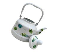 LALADEFIEE Vintage Enamel Teakettle Portable Stovetop Water Boiling Kettle with Comfortable Handle for Gas Stove and Induction Cooker Reusable Tea Pot with Leaf Pattern for Home Dorm