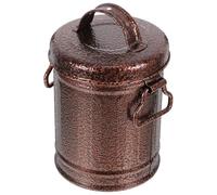 LALADEFIEE Vintage Fade Resistant with Lid Small Bucket Design Metal Ash Can Iron Ash Container for Desktop Use for Indoor Office Or Party Areas