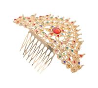 LALADEFIEE Vintage Rhinestone Thai Princess Headdress Comb Ancient Wedding Hair Accessories for Women Gold Traditional Ethnic Crown Hairpiece for Bridal Party Festival Hair Styling