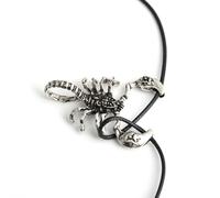 LALADEFIEE Vintage Rope Scorpion Adjustable for Silver Necklace Men Non-fading Alloy Pendant, Gothic Hip Hop Style Jewelry for Halloween and Costume and Everyday Wearing