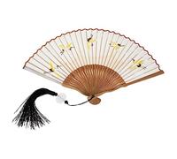LALADEFIEE Vintage Silk Bamboo Folding Fan with Classical Chinese Pattern Lightweight Portable Handheld Art Fan for Dance Party Cosplay Birthday and Stage Performance Accessories