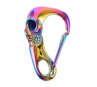 LALADEFIEE Vintage Skull Titanium Keychain with Carabiner Clasp Punk-style Stainless Steel Keyring for Men Diy-friendly Key Accessory with Refined Detailing and Bold Retro Design