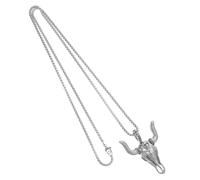 LALADEFIEE Vintage Titanium Steel Skull Chain Necklace for Men, Gothic Goat Head Pendant, Biker Multi-Layer Skull Jewelry for Festivals and Everyday Wear