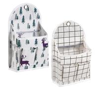 LALADEFIEE Wall Hanging Storage Bags and Washable Fabric Cotton 2pcs with Multi-Pocket Design Neat Sewing White Organizers for Sundries and Items Holder for Sofa and Bedside Use