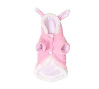 LALADEFIEE Warm Polar Fleece Dog Clothes with Bunny Ears Hood for Small Dogs and Cats, Cute Rabbit Outfit for Weekend Parties and Photo Shoots, Pink, Xs to Xl