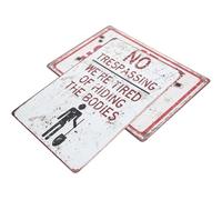 LALADEFIEE Warning Signs Weather-resistant and Resistant to Bending Retro Style Iron 2pcs Caution Notice Sign Outdoor for Garden Decor or Private Property