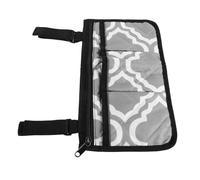 LALADEFIEE Wheelchair Side Organizer Storage Bag with Adjustable Strap, Large Capacity Multifunctional Hanging Pouch for Walkers and Mobility Aids, Grey Patterned Travel Accessory for Seniors